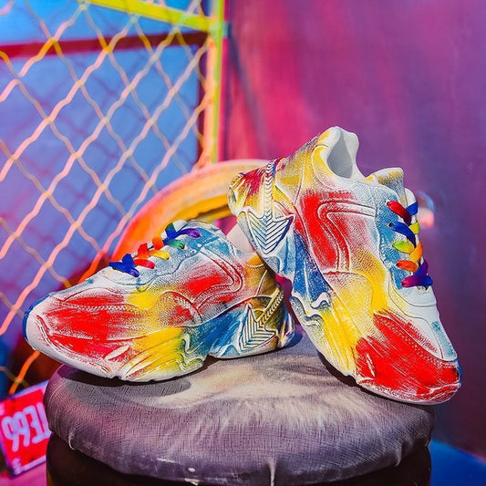 Women's platform fashion casual graffiti white shoes