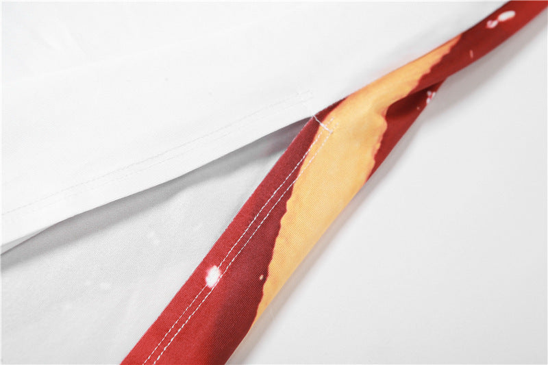 Sweet Sleeveless Digital Printing High Waist Hip Slit Long Dress