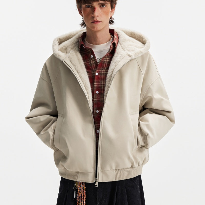 Veste d'hiver en coton à capuche, chaude et épaisse, avec col en fourrure.