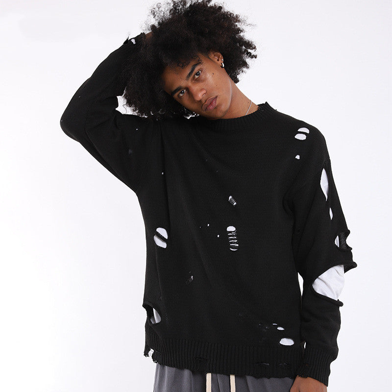 Ripped Street Loose Sportsman Knitwear Men's Sweater