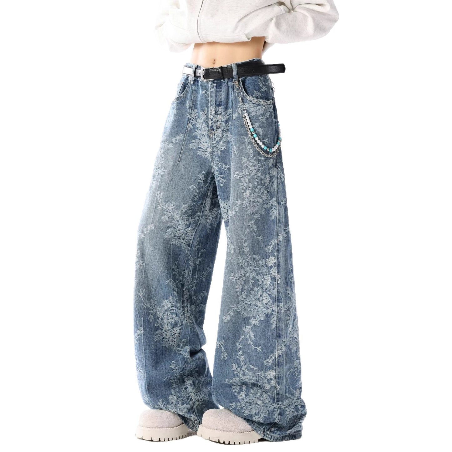 High-waisted, Loose-fitting Wide-leg Pants With A Retro Straight Cut