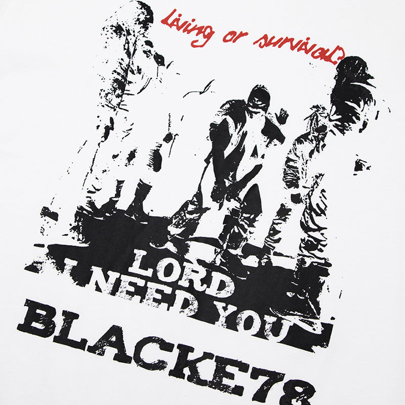 Character Abstract Printing Short-sleeved T-shirt Men