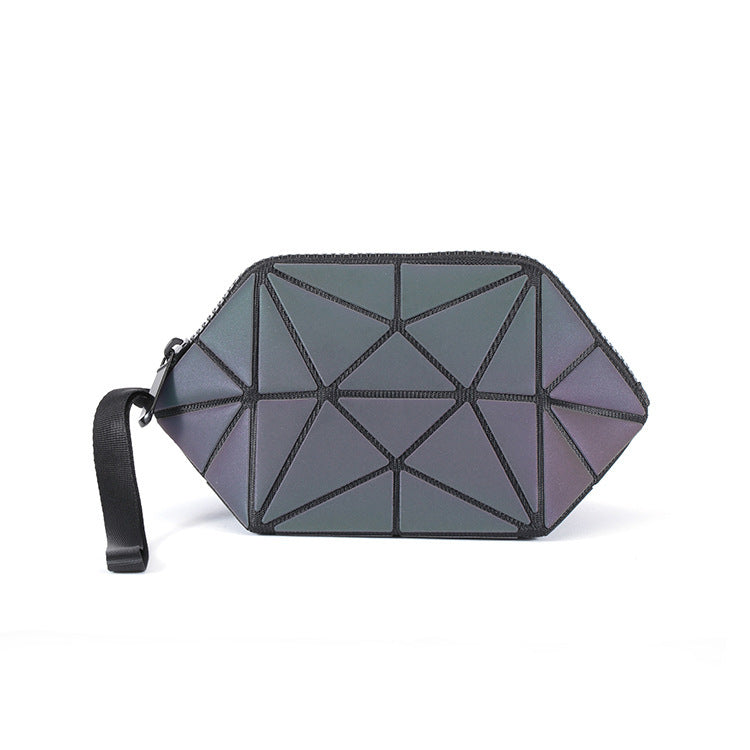 Discolored irregular semicircular cosmetic bag