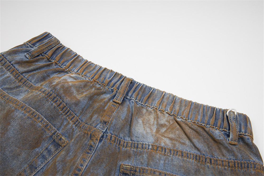 Pantaloncini in denim con stampa a getto d'inchiostro alla moda per uomo e donna