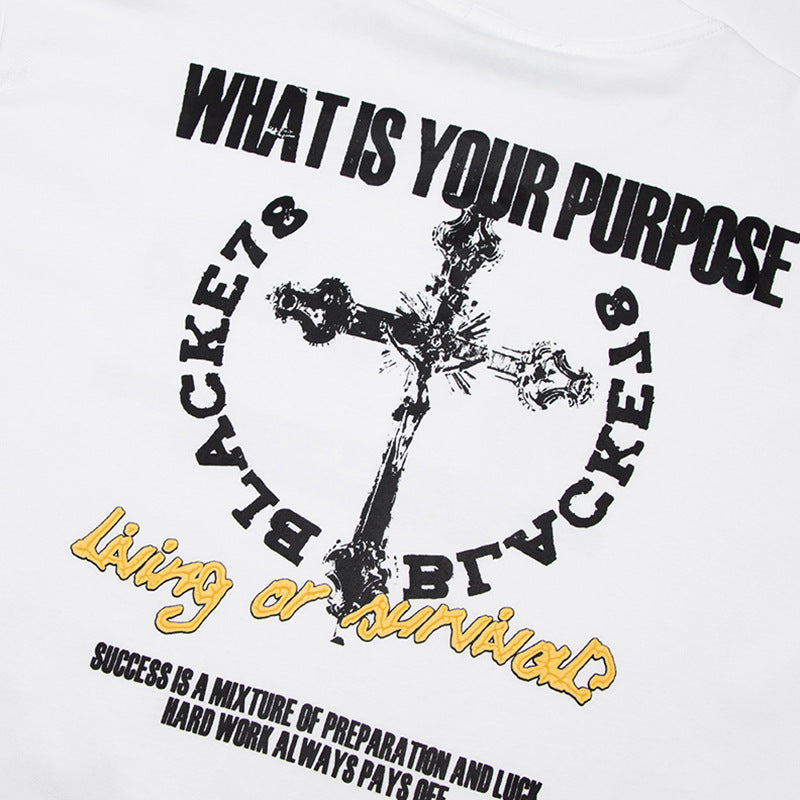 Printed Short-sleeved T-shirt Cotton Loose Men