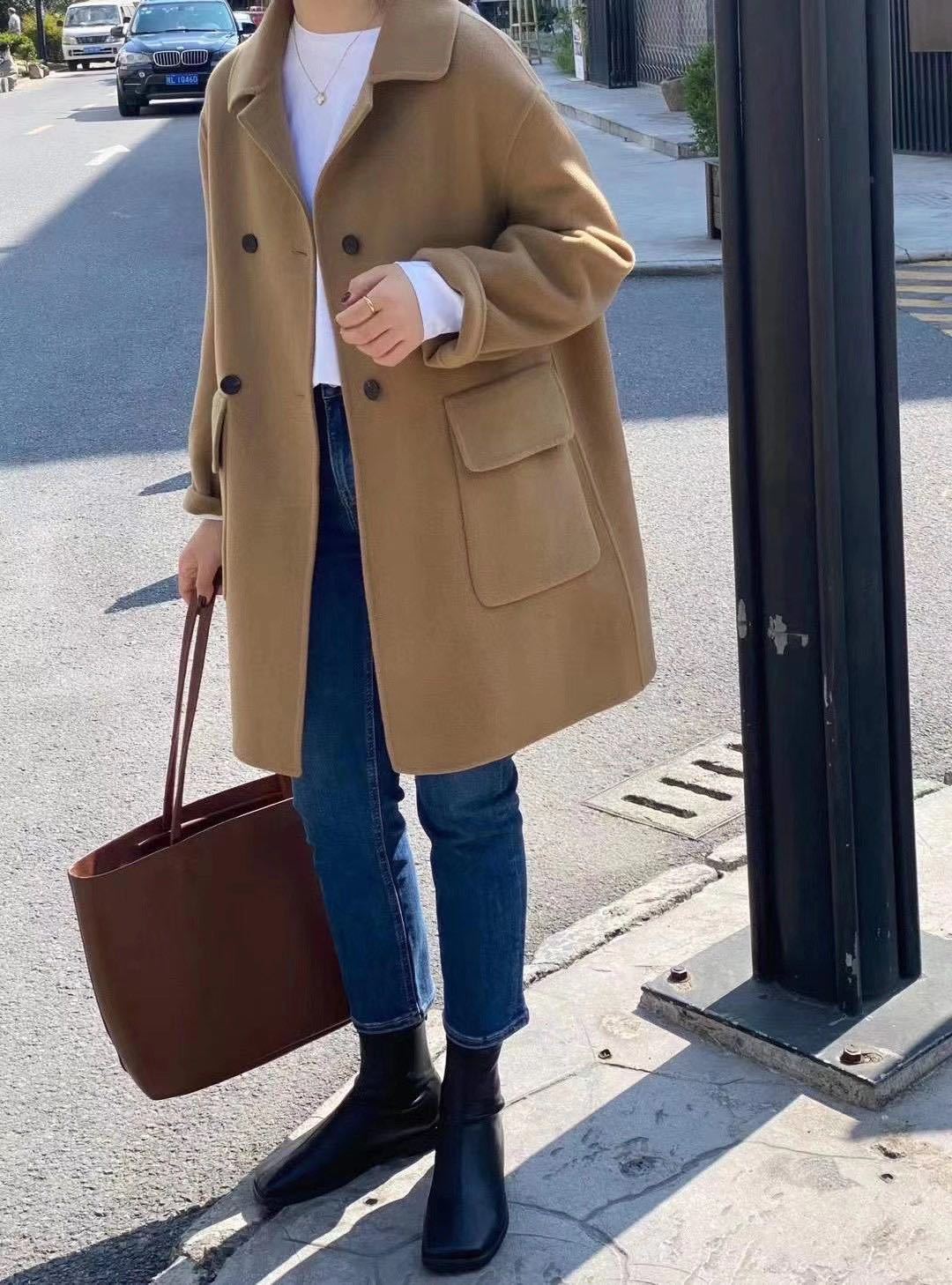 Manteau ample en laine mi-long