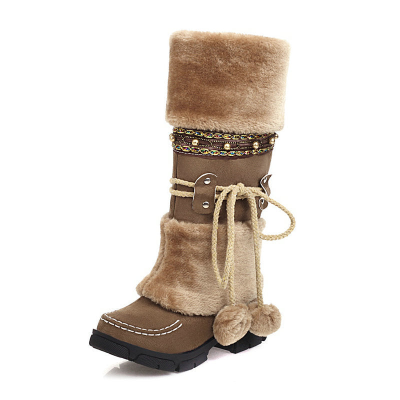 Fashion Mid Heel Cotton Boots