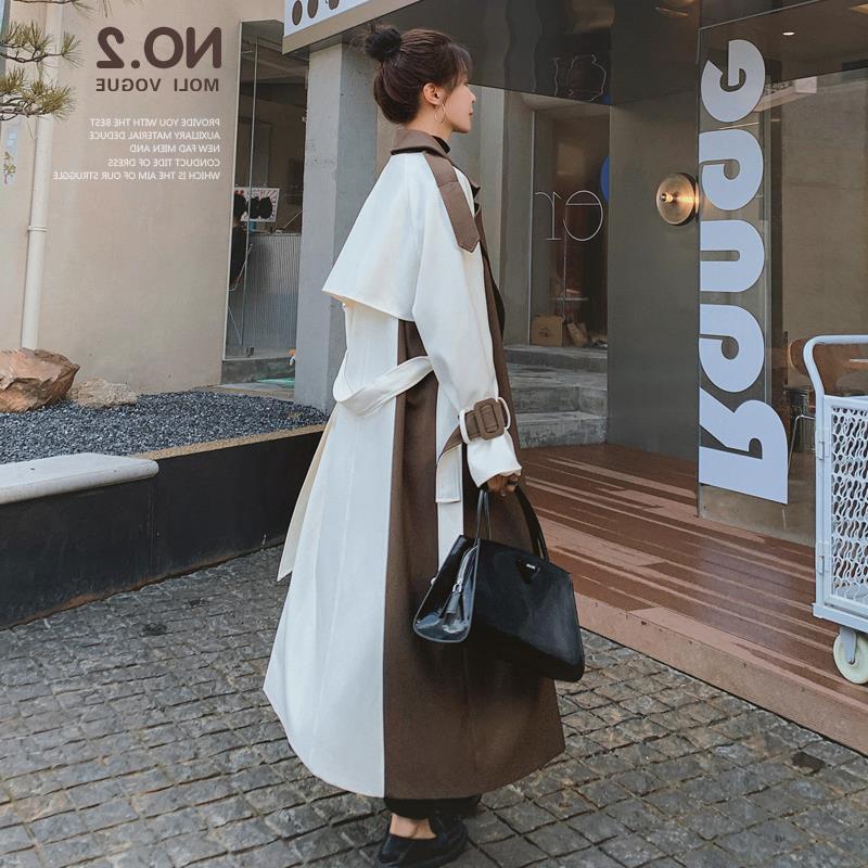 Women's Temperament Lapel Stitching Contrast Windbreaker