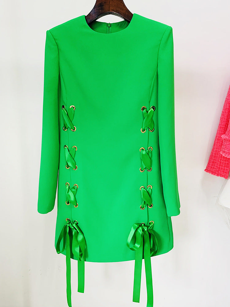 Ribbon Rope Long Sleeve Dress
