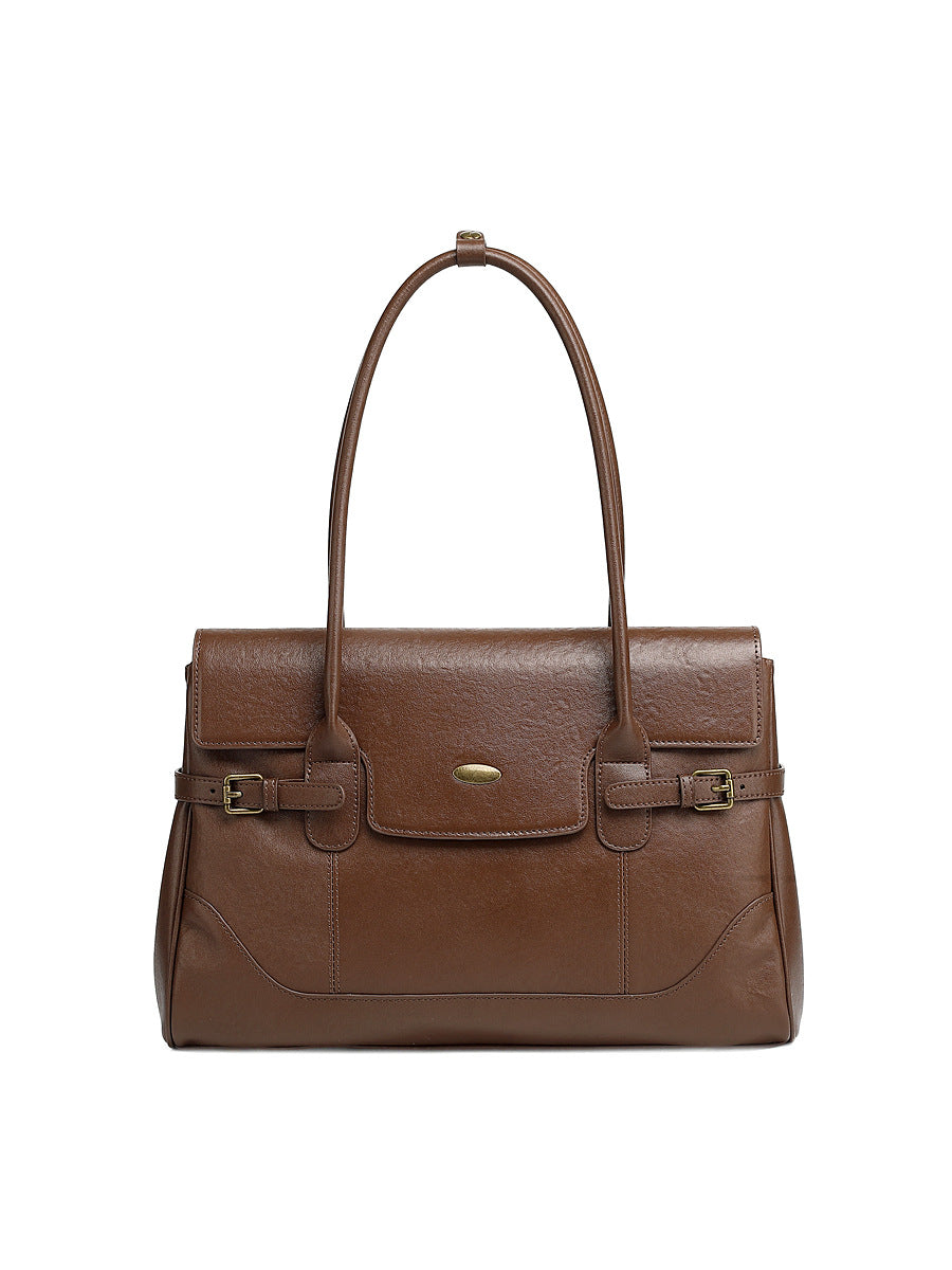 New Commuter Retro Versatile Genuine Leather Underarm Womens Bag