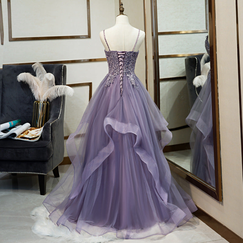 Robe de soirée pour banquet pour femme violette