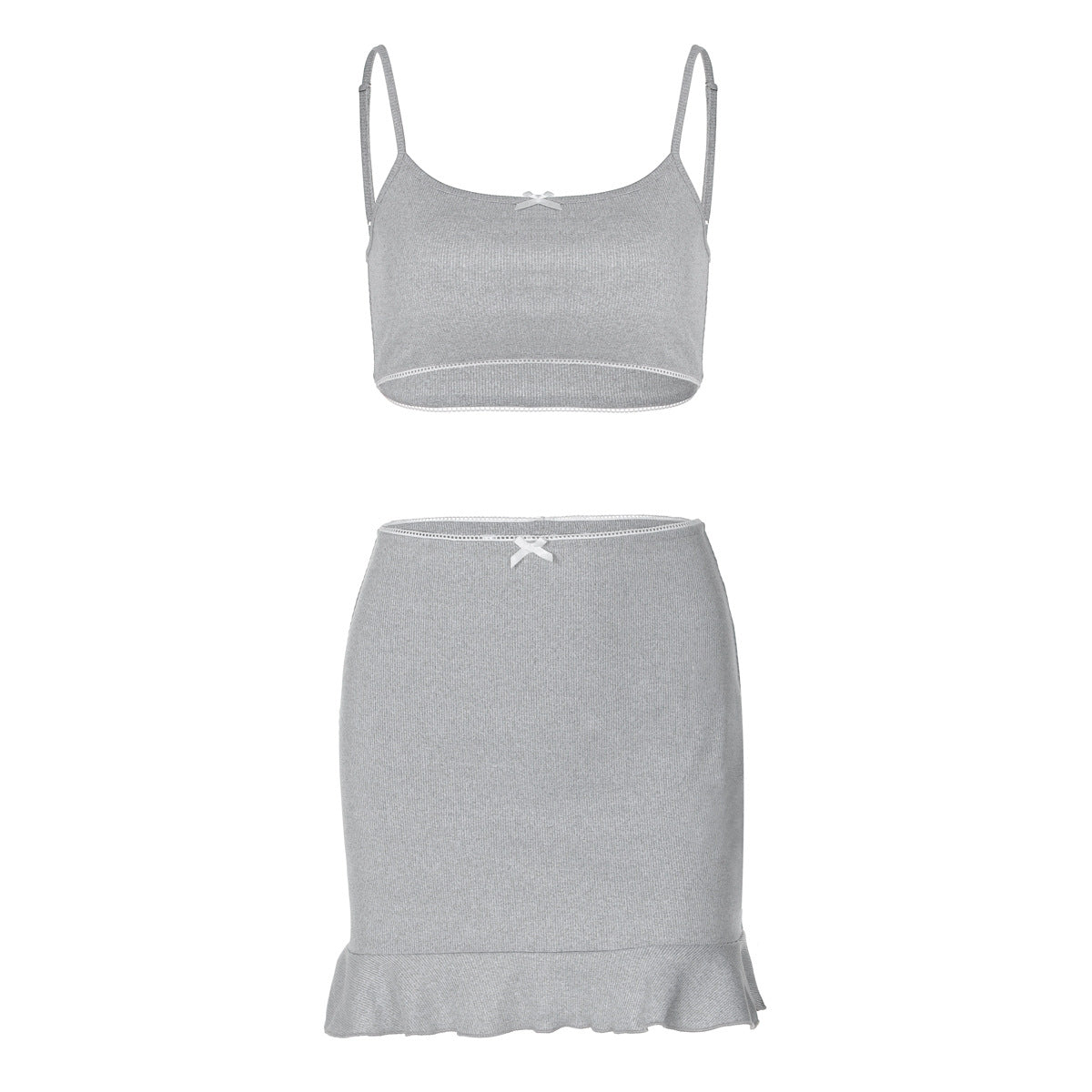 Ensemble débardeur tendance et sexy avec mini-jupe moulante, nouveauté été