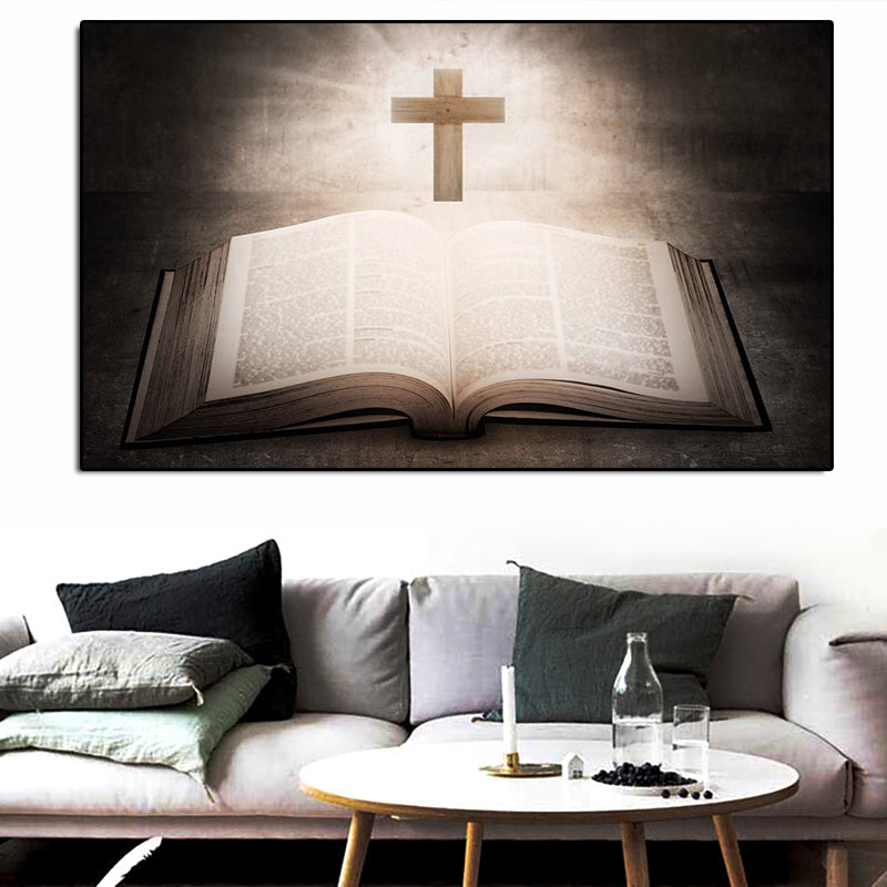 Christian Jesus Cross Sunshine Art Deco Canvas Painting