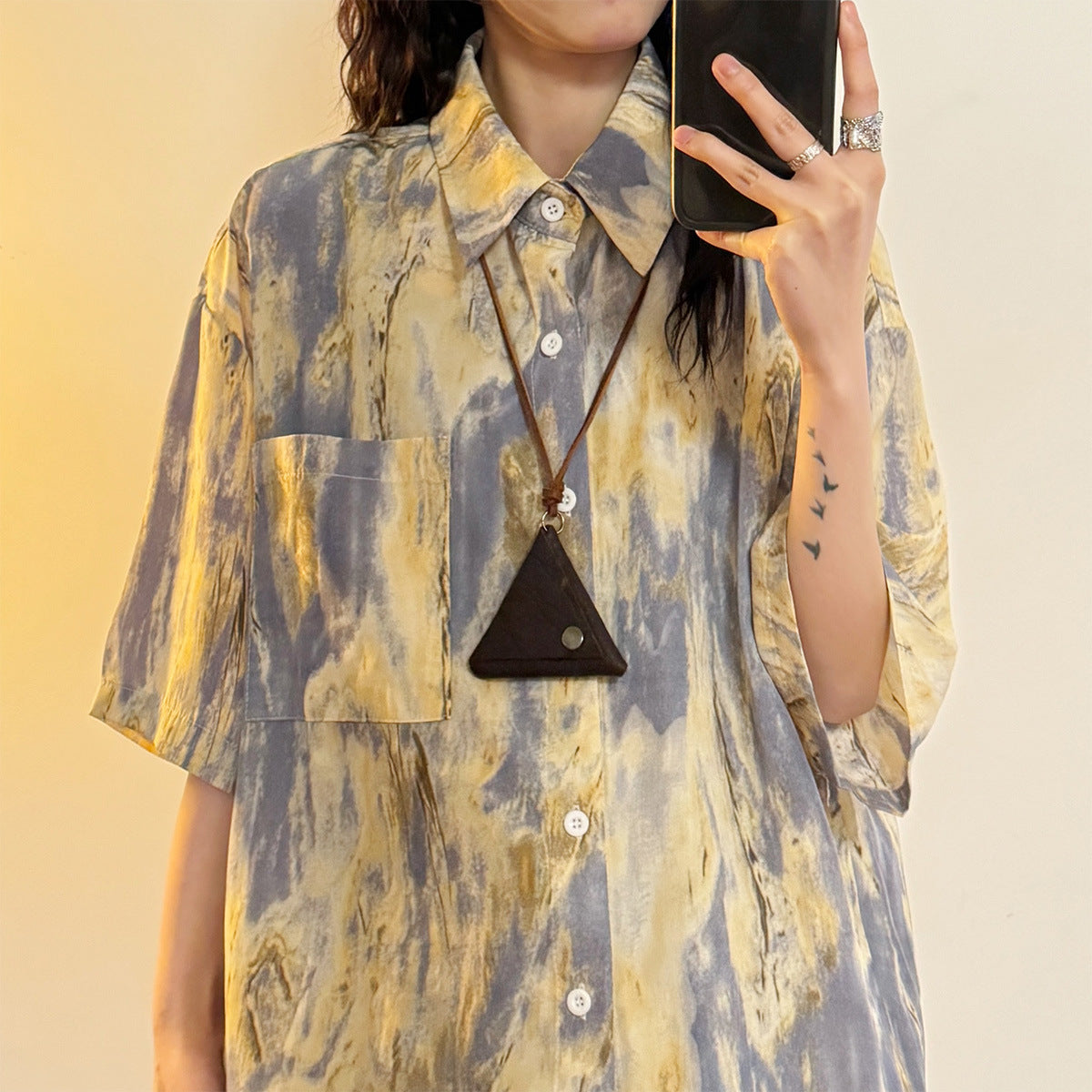 Chemise tie-dye Design Sense Niche à manches courtes