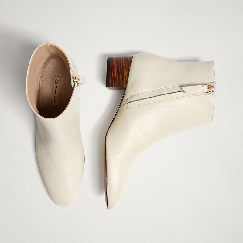 Bottines zippées MD pour femmes, chaussures tout cuir