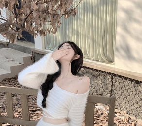 Knitted Slit Skirt Autumn Slim Fit Hip Package