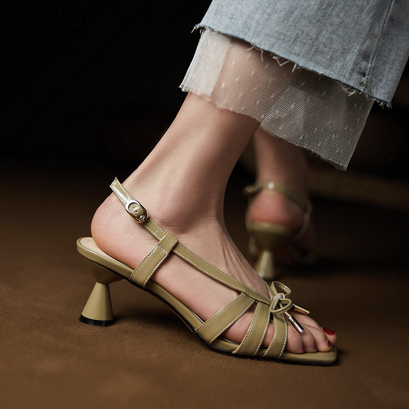 Leather Sandals French Niche Design