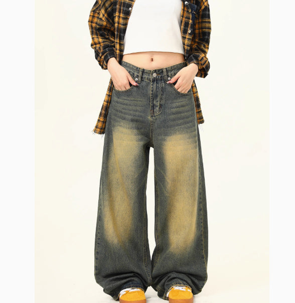 Loose Straight Washed Jeans