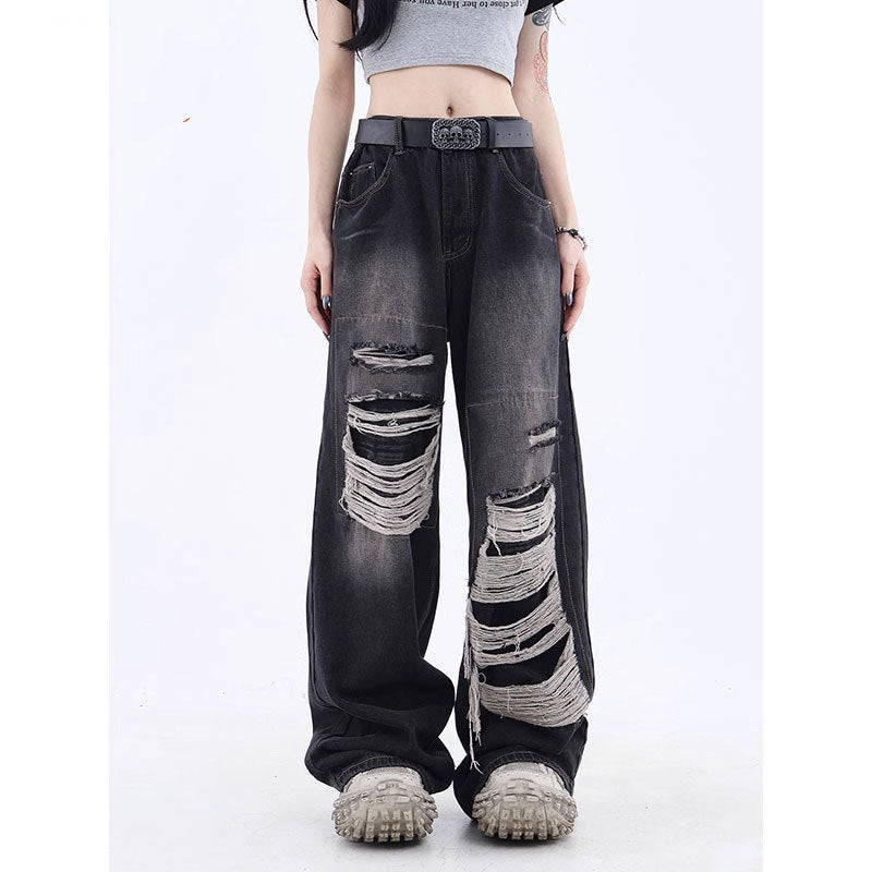 American High Street Niche Design Ripped Jeans