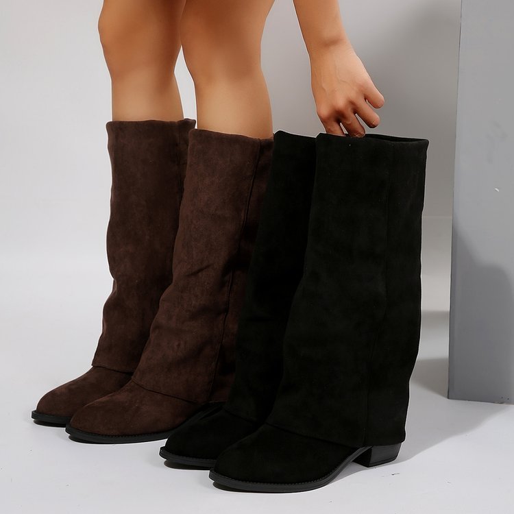 Bottes de cowboy à talons épais, bottes Knight Frye grande taille