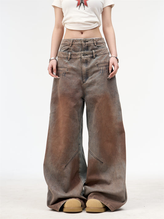 Jeans a doppia vita lavati in stile retrò americano