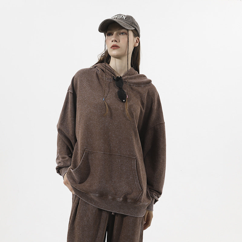 Tenue ample à capuche délavée européenne et américaine