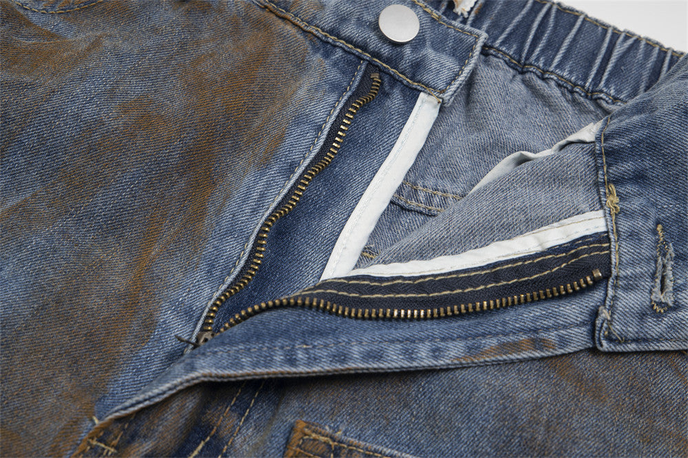 Pantaloncini in denim con stampa a getto d'inchiostro alla moda per uomo e donna