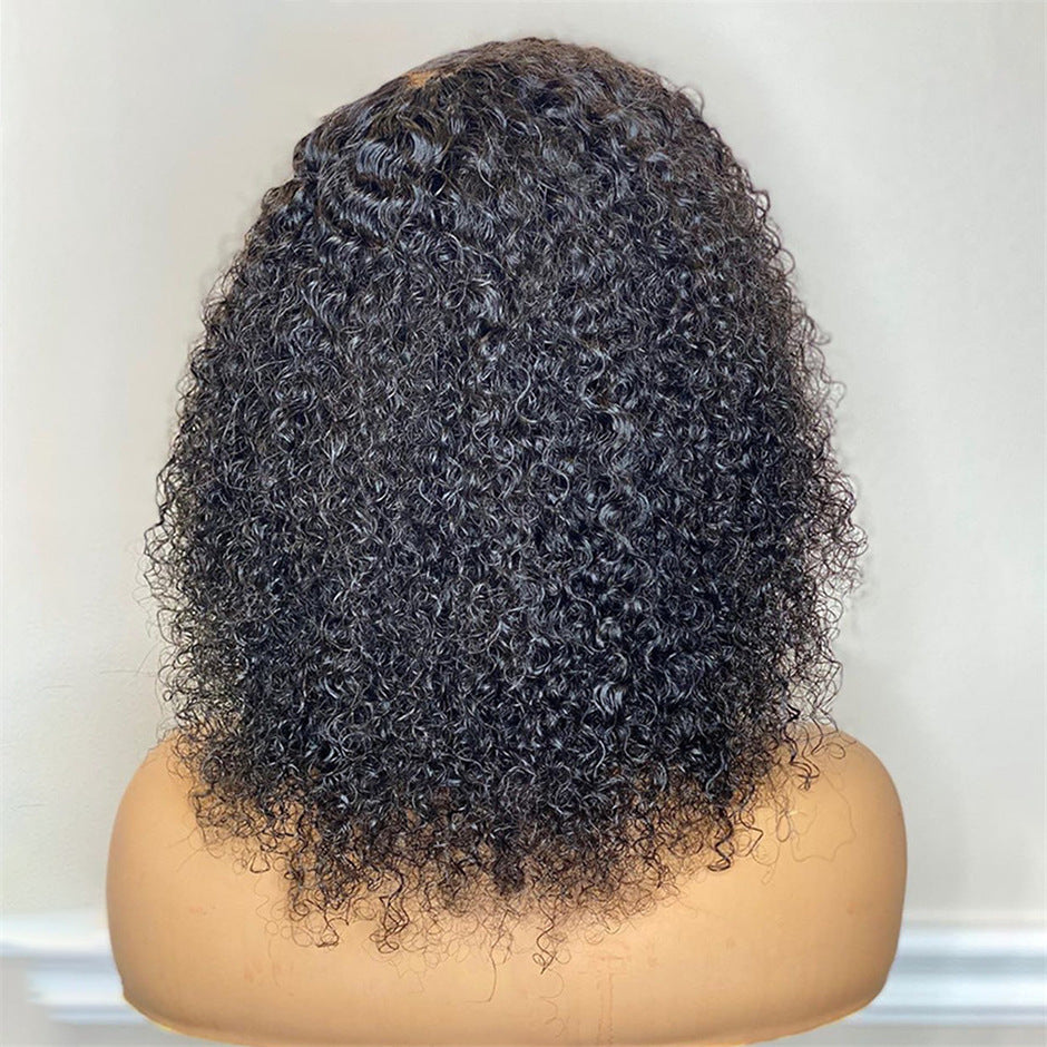 Perruque de cheveux humains crépus bouclés courte Bob Lace Front