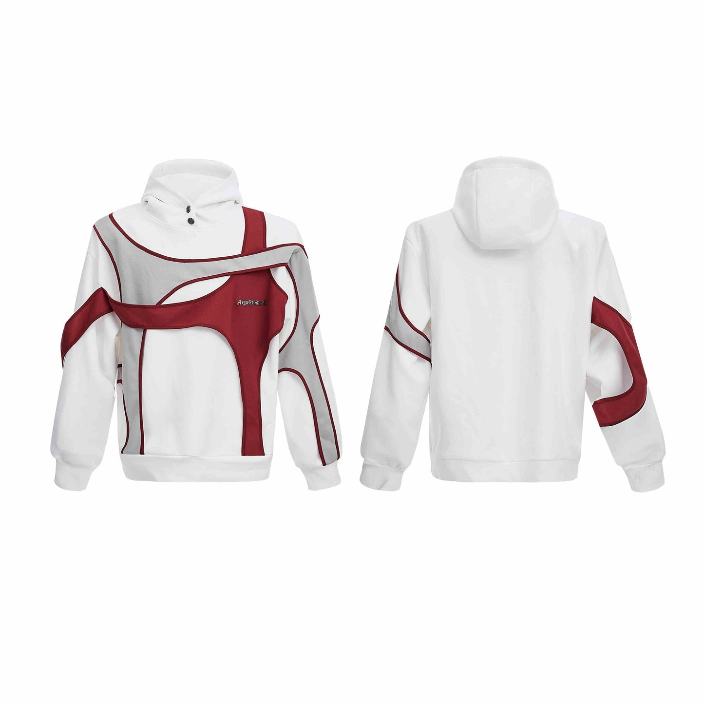 Felpa con cappuccio a doppio strato con cuciture a contrasto di colore