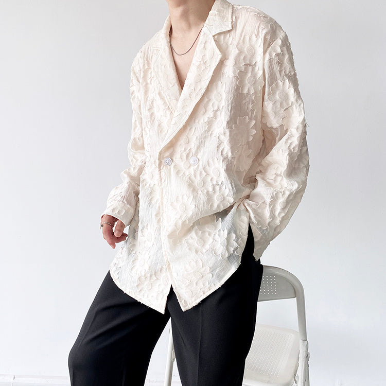 Embroidered Jacquard Apricot Shirt