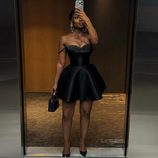 Nouvelle robe bandeau élégante à paillettes