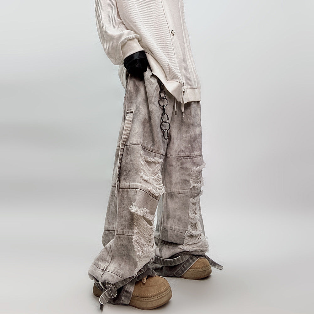 Vintage Worn Looking Washed-out Jeans High Street Loose