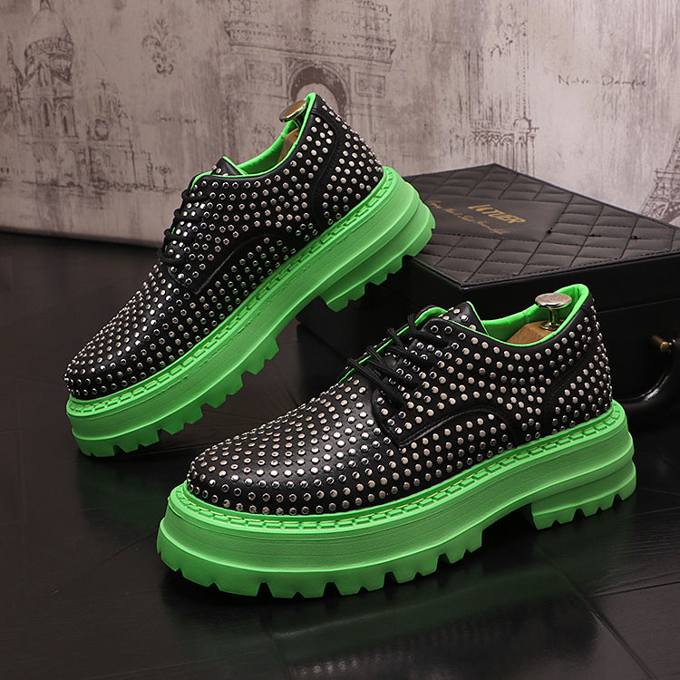 Fashion Design Rivet Leather Shoes Platform Casual Shoes