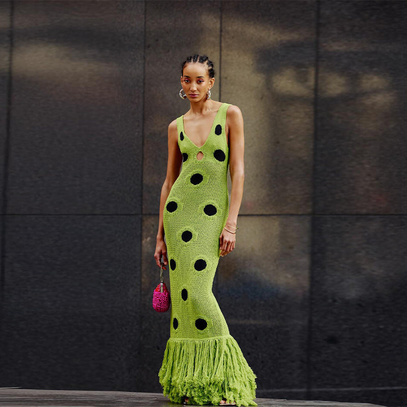 Robe tricotée sans manches style