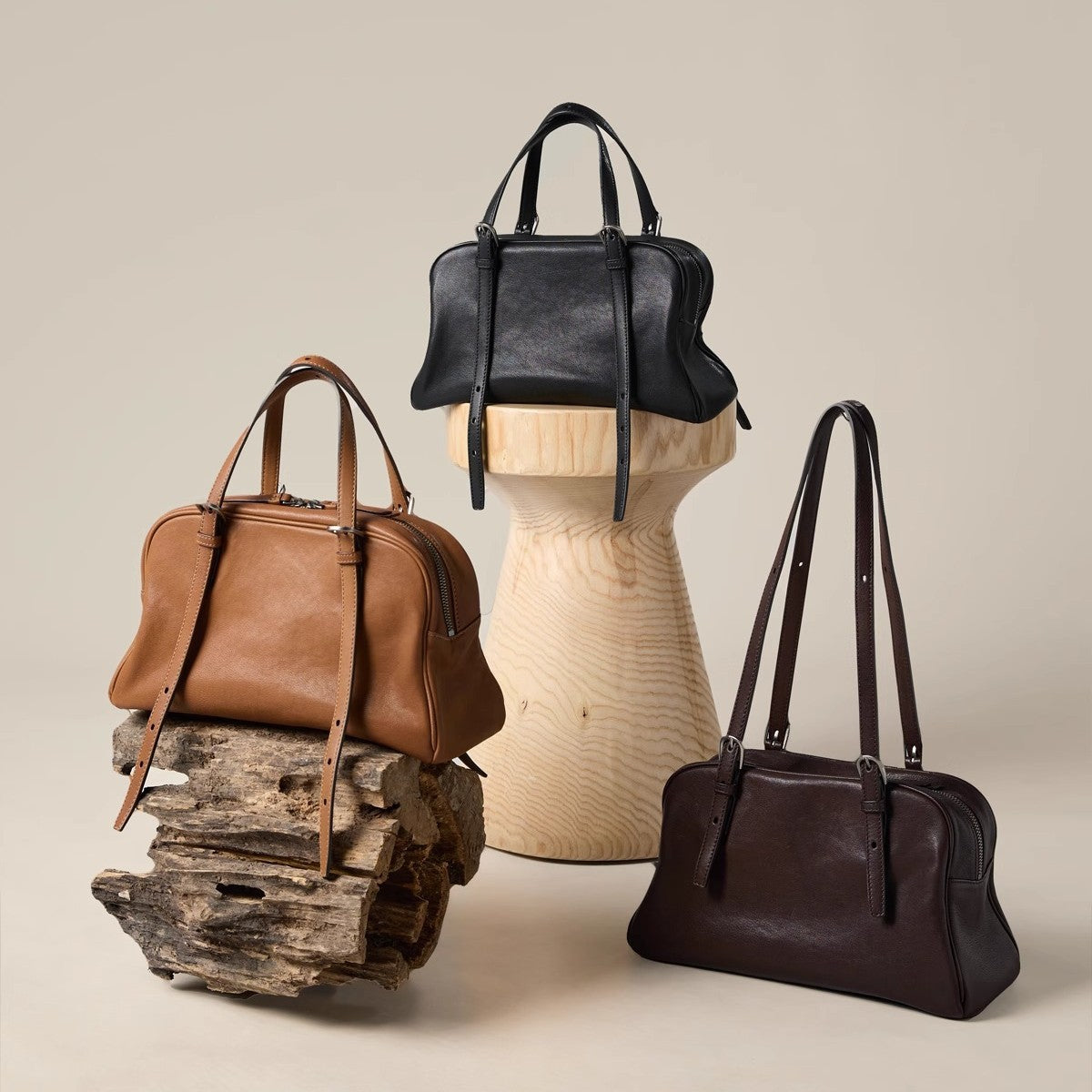 Sac à bandoulière rétro décontracté en cuir véritable de grande capacité