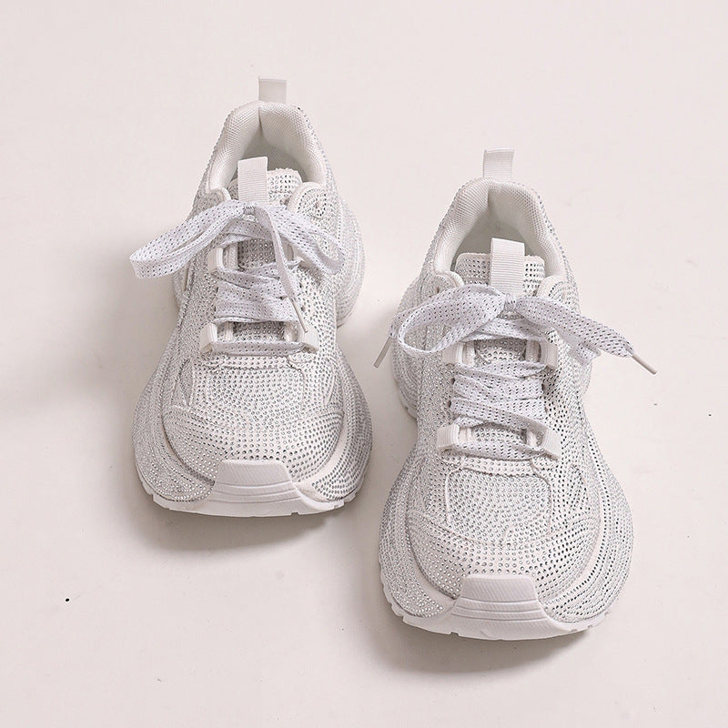 Chaussures à plateforme neuves respirantes avec strass et brides en diamant