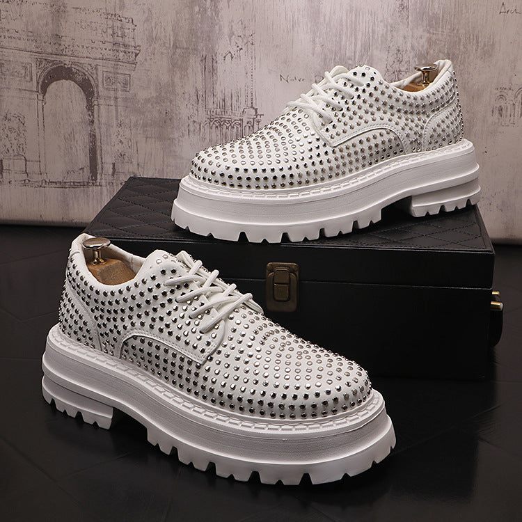 Fashion Design Rivet Leather Shoes Platform Casual Shoes