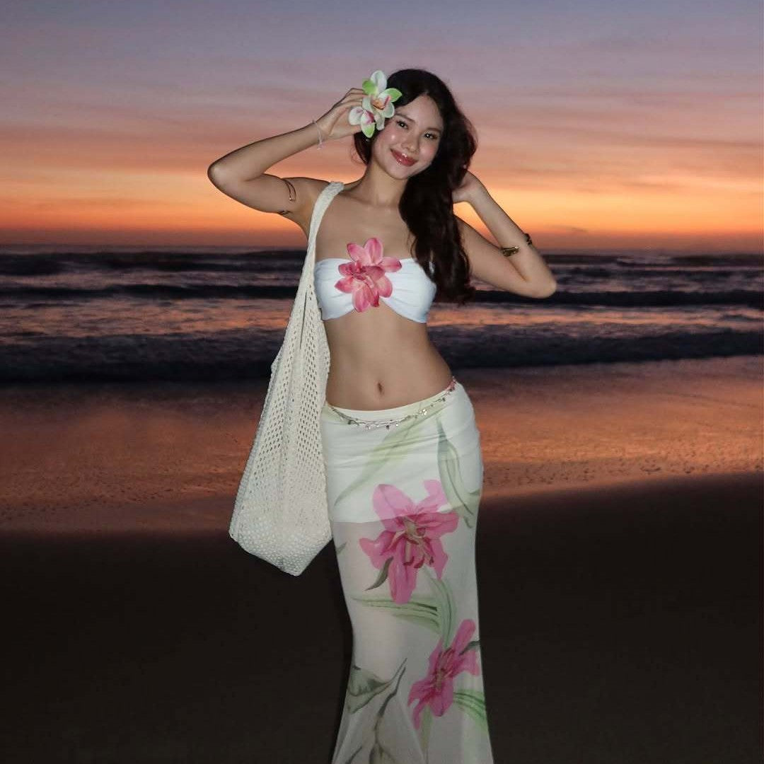 New Fashion Printed Tube Top Hip Skirt Women's Suit