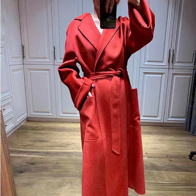 Fashion Double-sided Cashmere Water Ripple Coat