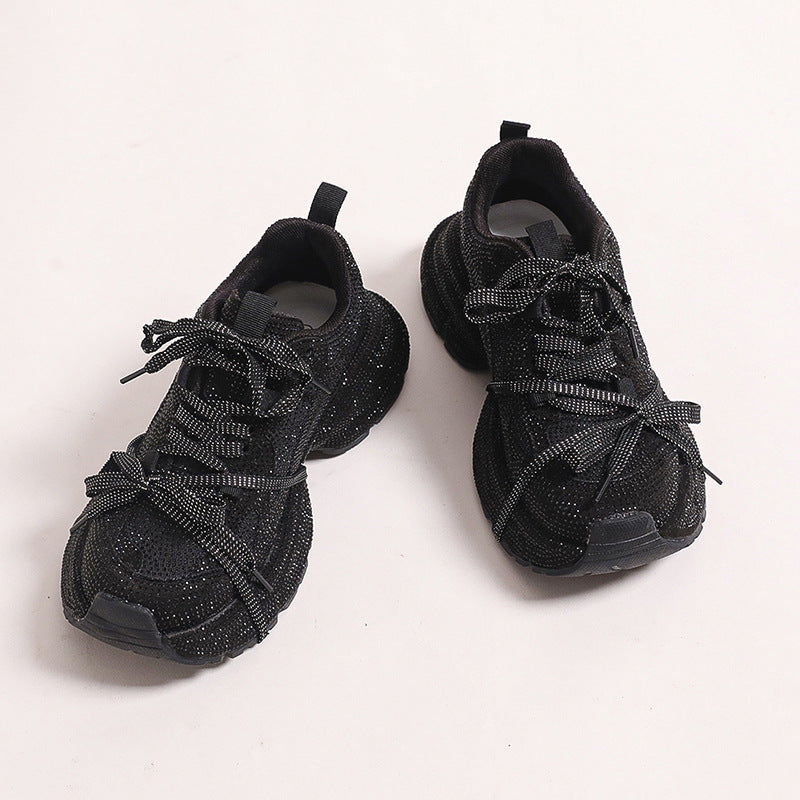 Chaussures à plateforme neuves respirantes avec strass et brides en diamant