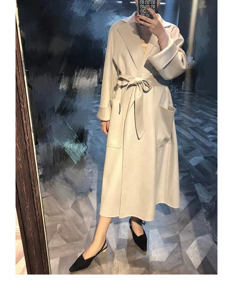 Fashion Double-sided Cashmere Water Ripple Coat