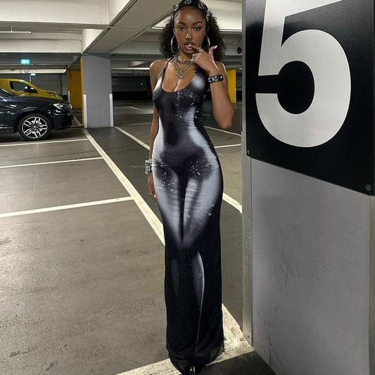 Robe dos nu sexy et ajustée à imprimé licou, nouvelle collection printemps