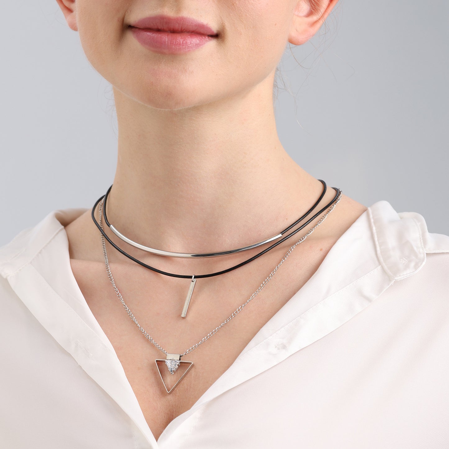 Triangle Zircon Pendant Necklace