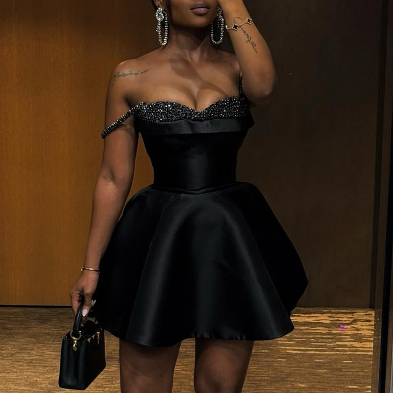 Nouvelle robe bandeau élégante à paillettes