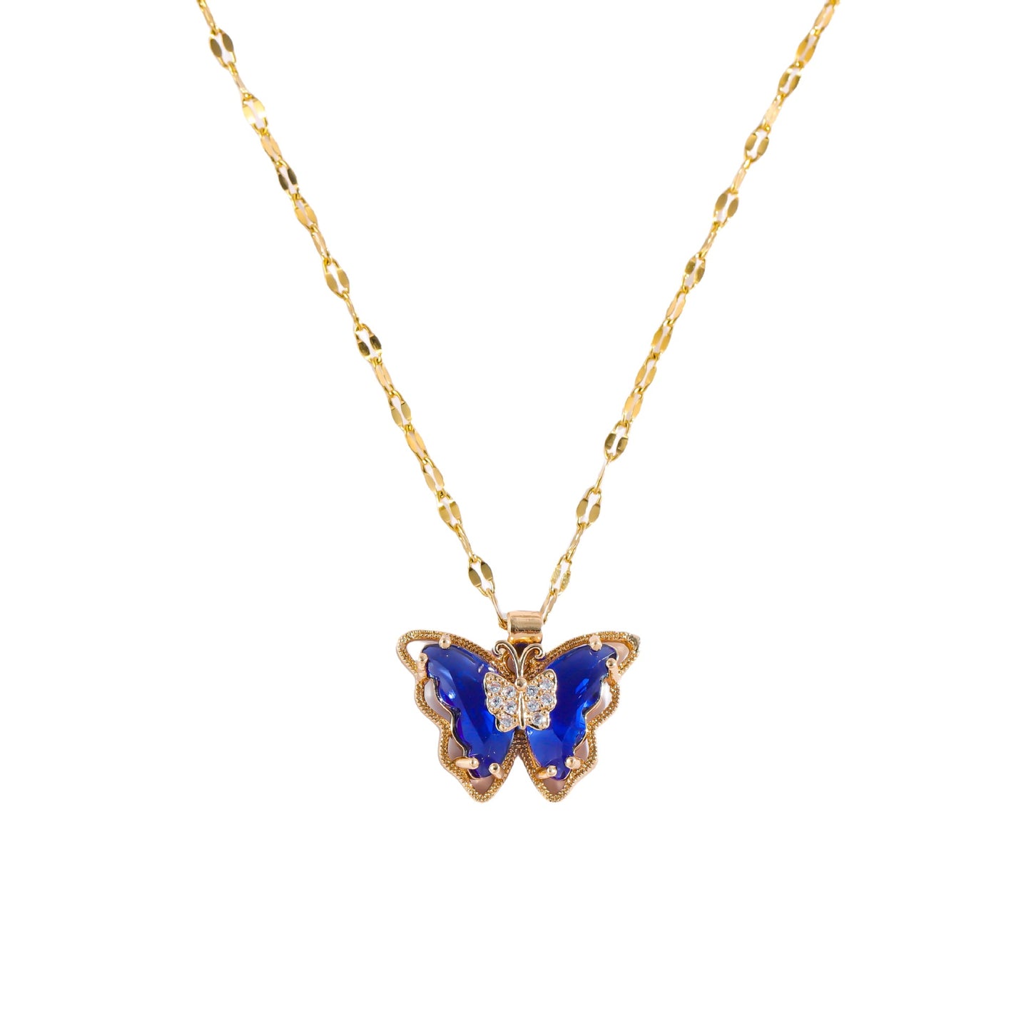 Necklace Female Micro Inlaid Zircon Butterfly Fashion Simple Clavicle Chain