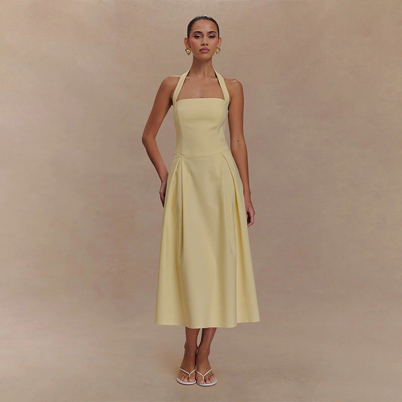 Robe longue sans manches à col carré et dos nu, nouvelle collection printemps