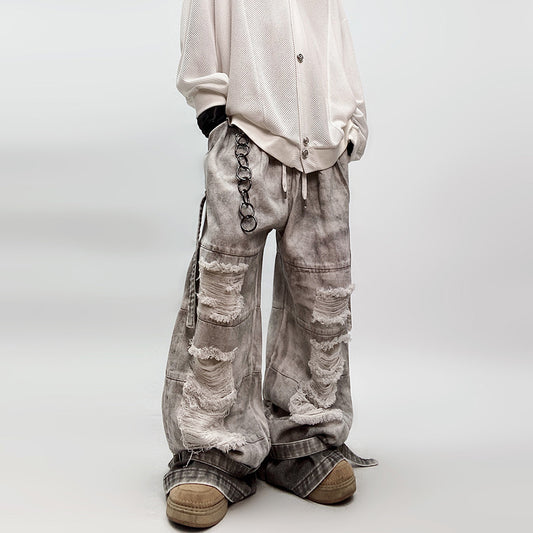 Vintage Worn Looking Washed-out Jeans High Street Loose