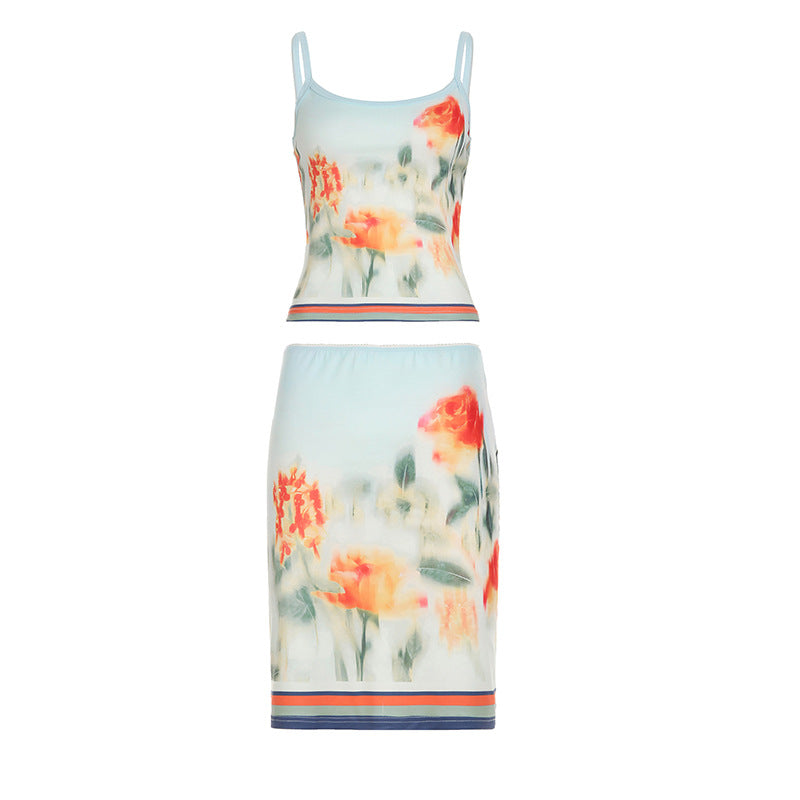 Tenue jupe fourreau slim à imprimé contrasté