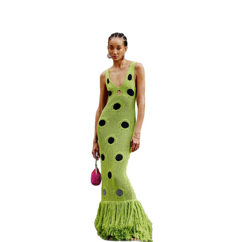 Robe tricotée sans manches style