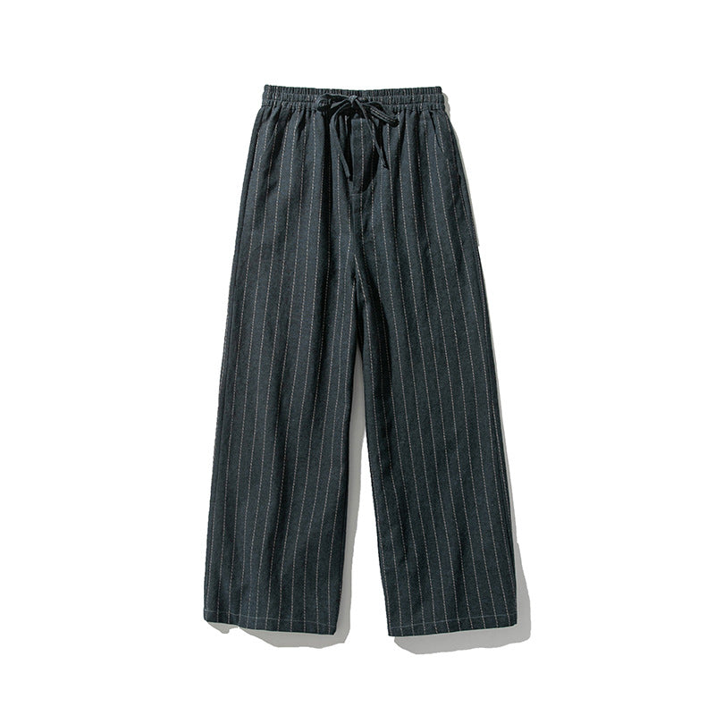 Straight-leg Pants Linen Striped Pants Harem Wide-leg Pants Casual Cotton Linen Pants